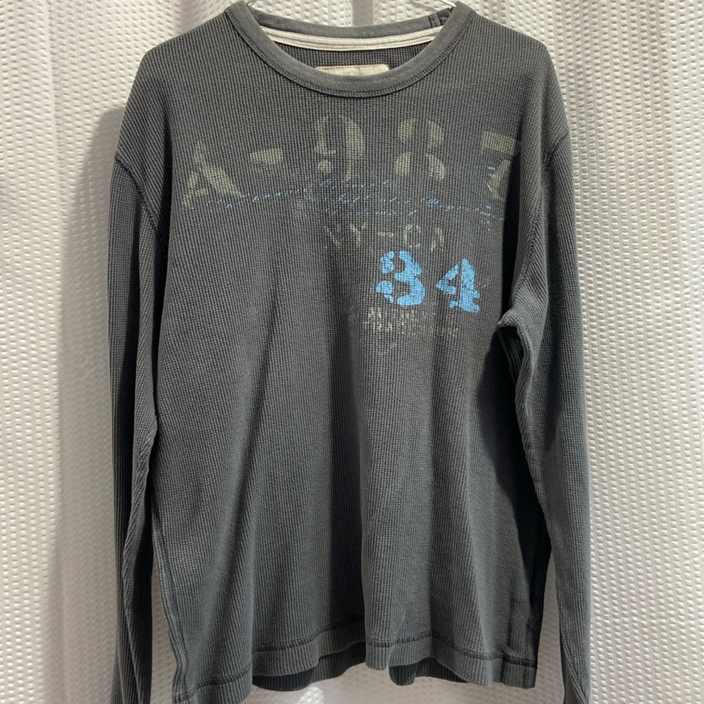 Youth boy’s XL Aeropostale pullover top. Knit with print A-987 NY-CA 34 grey